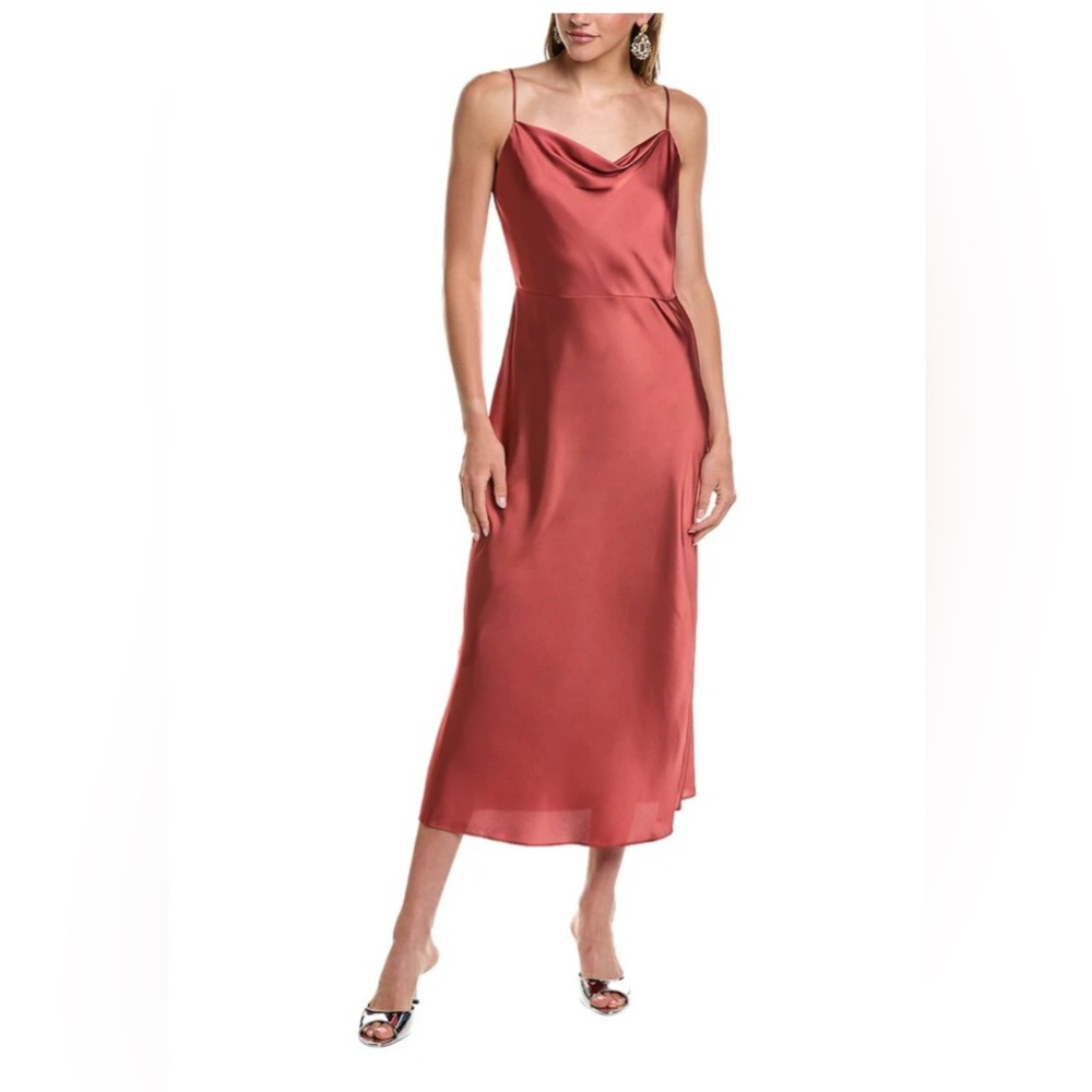 Vince Cowl Neck Ruby River Color Satin Dress